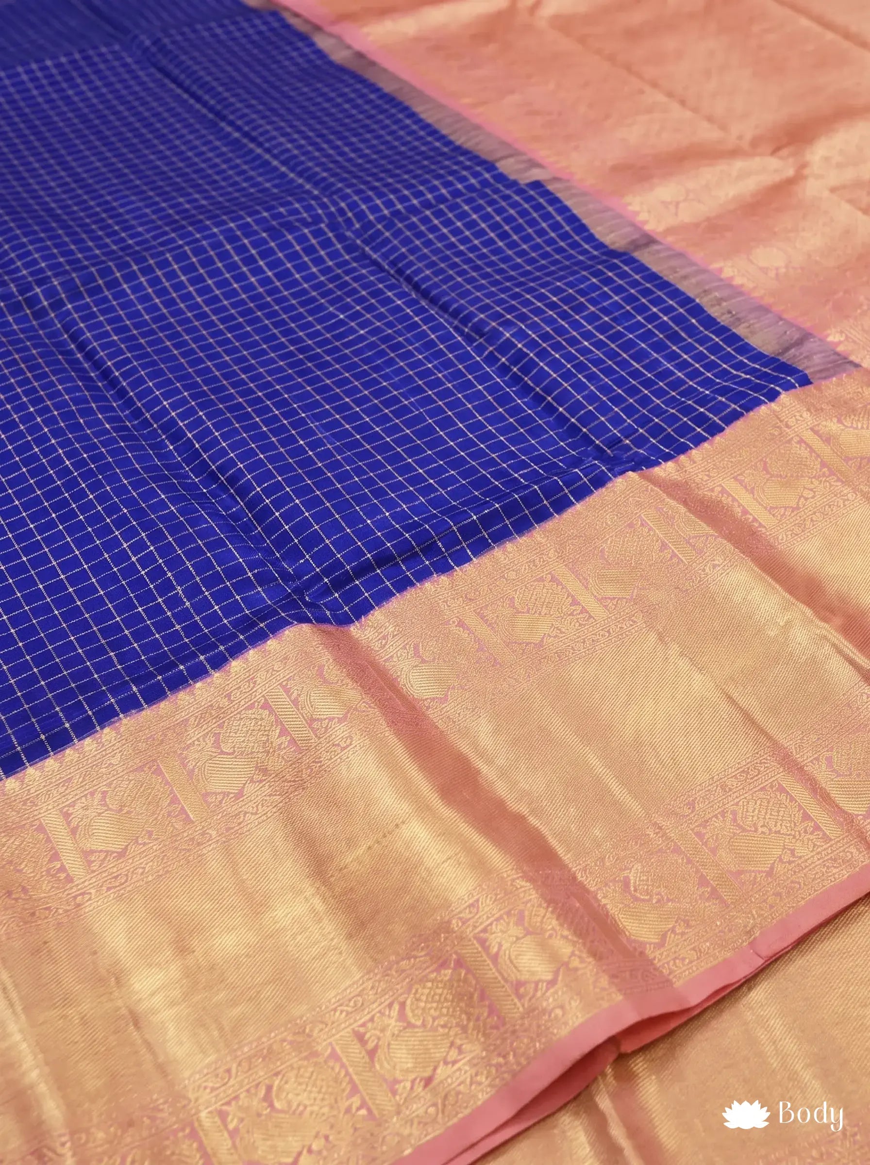 Blue & Baby Pink Pure Zari Vintage Kanjivaram Silk Saree