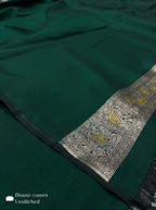Dark Green Meenakari Handloom Banarasi Katan Silk Saree