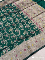 Dark Green Meenakari Handloom Banarasi Katan Silk Saree
