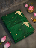 Dark Green Bird Handloom Banarasi Katan Silk Saree