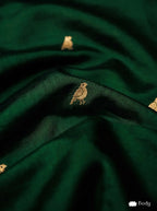 Dark Green Bird Handloom Banarasi Katan Silk Saree
