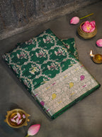 Dark Green Meenakari Handloom Banarasi Katan Silk Saree