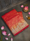 Pink Bridal Zardosi Handwork Kanjivaram Tissue Silk Saree with Wedding Edit