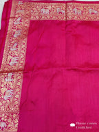 Pink Shikargah Banarasi Katan Silk Handloom Saree