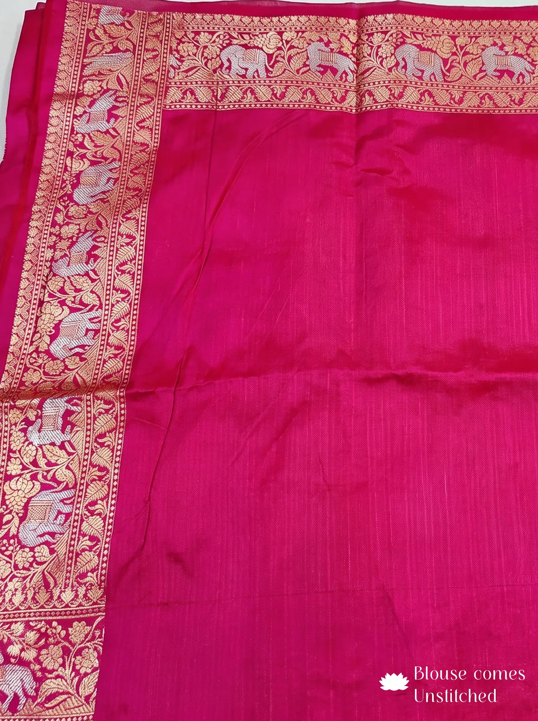 Pink Shikargah Banarasi Katan Silk Handloom Saree