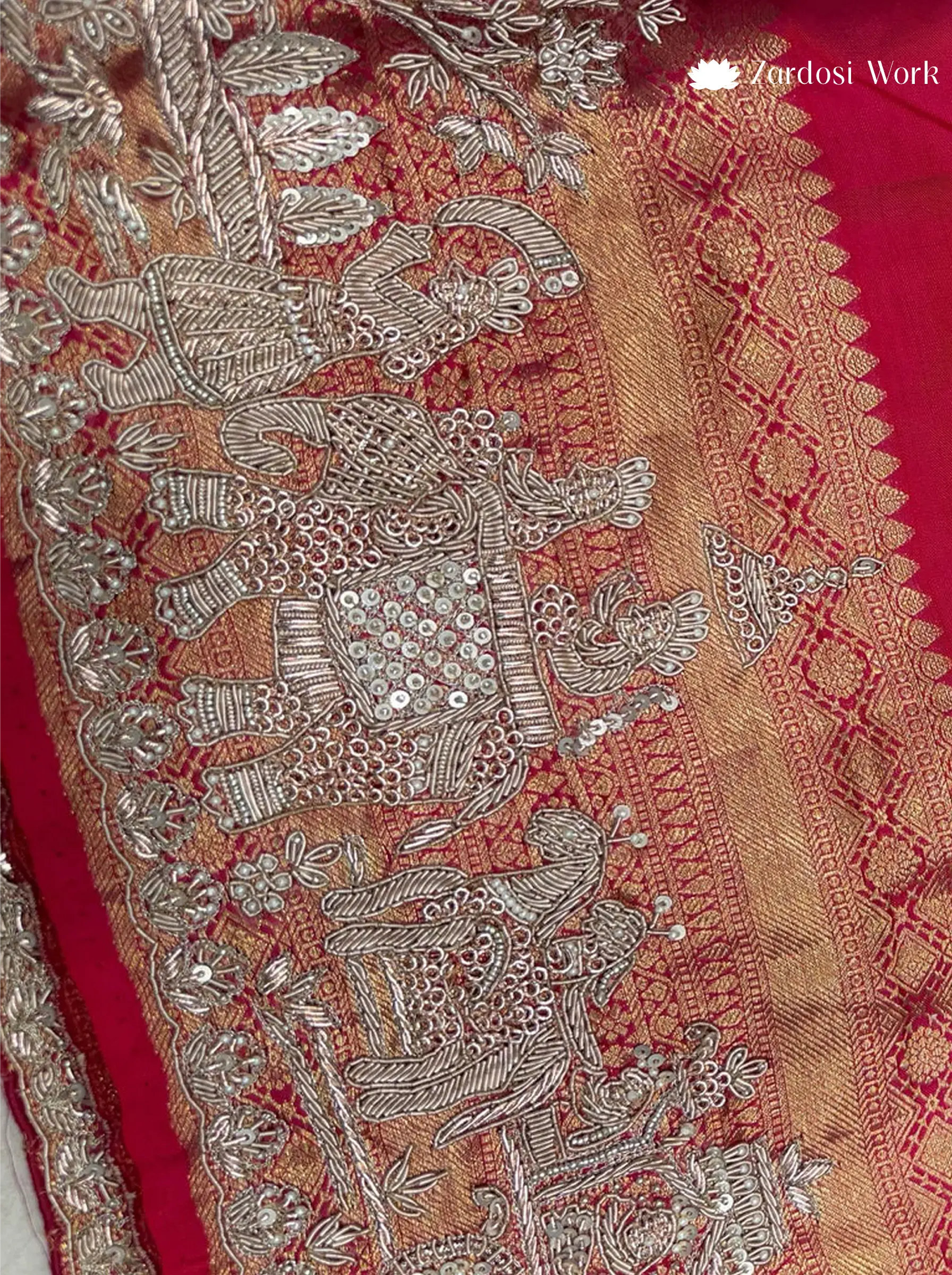 Pink Bridal Zardosi Handwork Kanjivaram Tissue Silk Saree with Wedding Edit