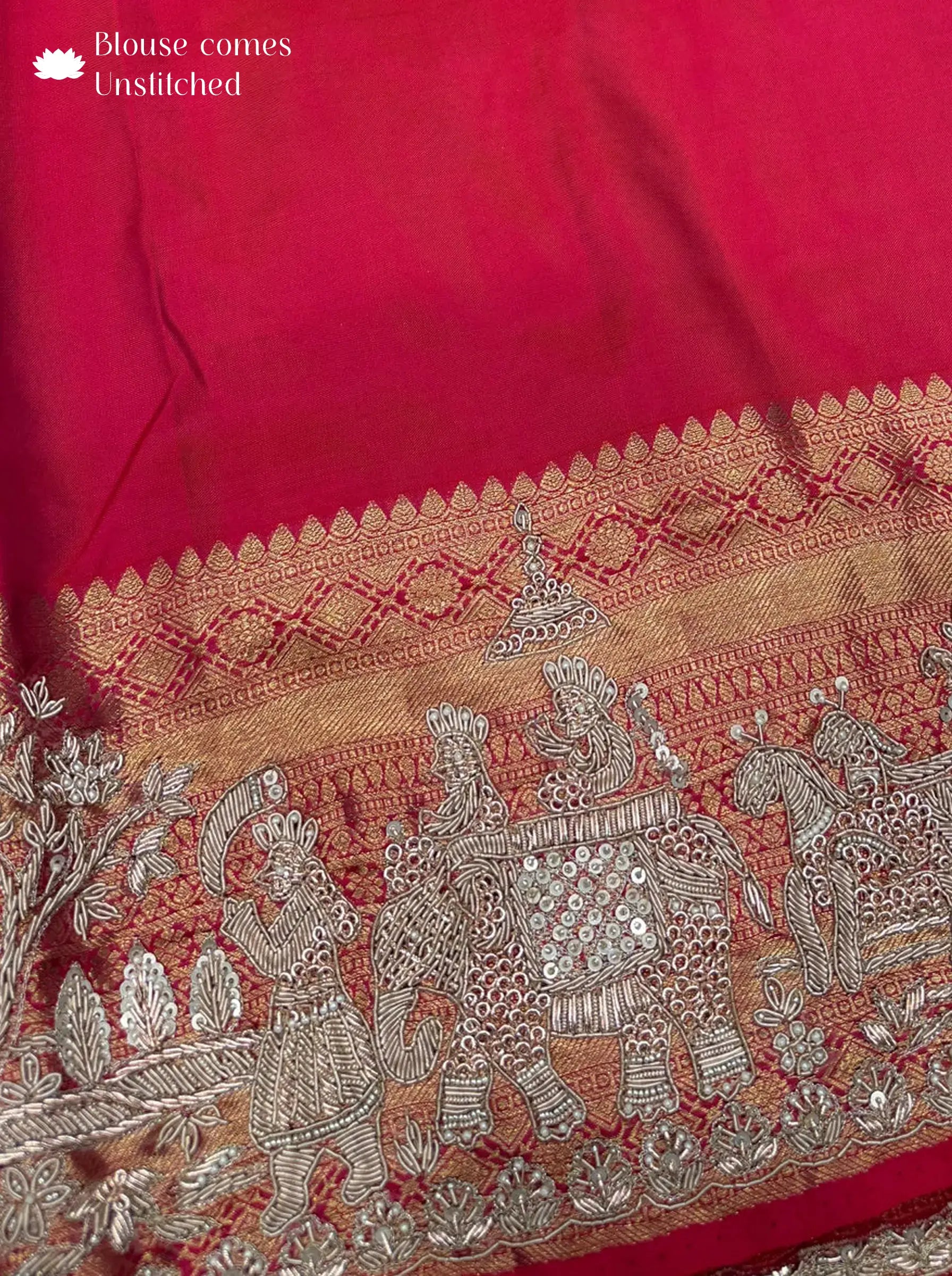 Pink Bridal Zardosi Handwork Kanjivaram Tissue Silk Saree with Wedding Edit