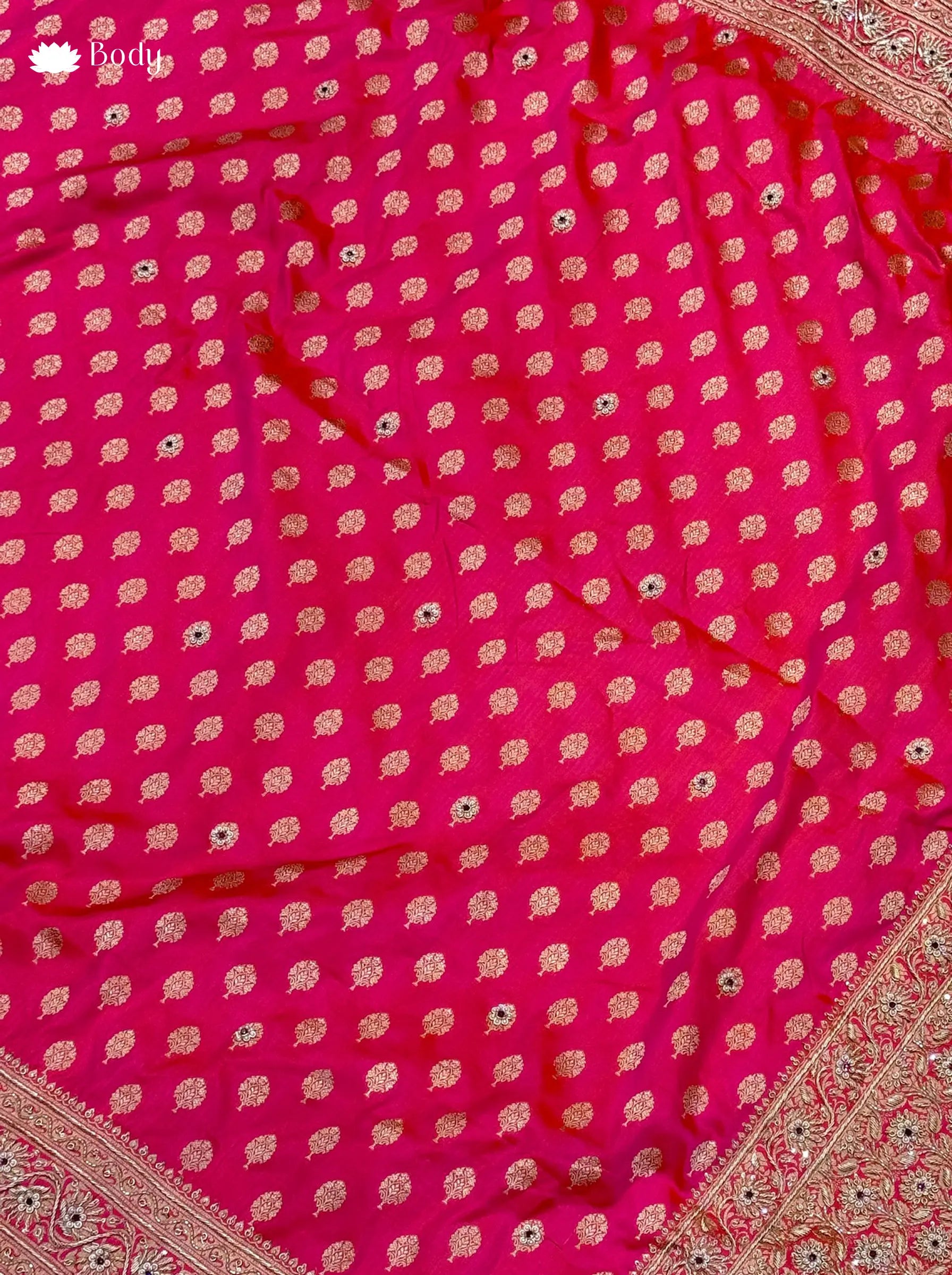 Pink Pure Banarasi Katan Zari Border Embroidered Wedding Saree