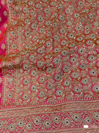 Pink Pure Banarasi Katan Zari Border Embroidered Wedding Saree