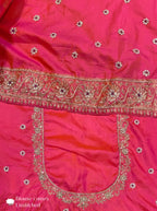 Pink Pure Banarasi Katan Zari Border Embroidered Wedding Saree