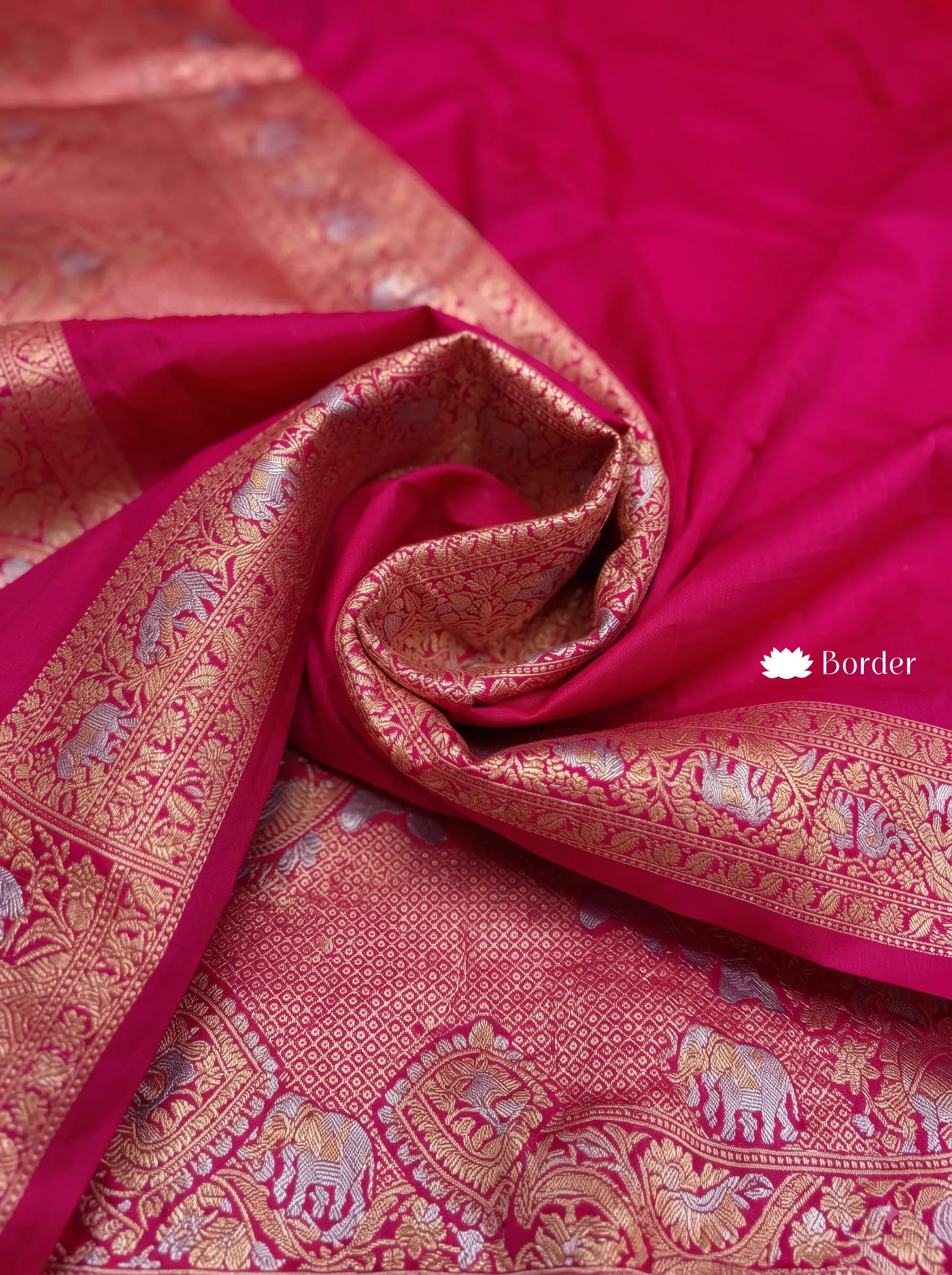 Pink Shikargah Banarasi Katan Silk Handloom Saree