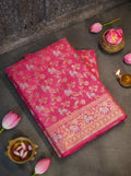 Pink Shikargah Banarasi Katan Silk Handloom Saree