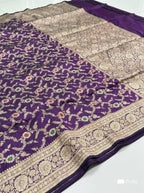 Purple Meenakari Handloom Banarasi Katan Silk Saree