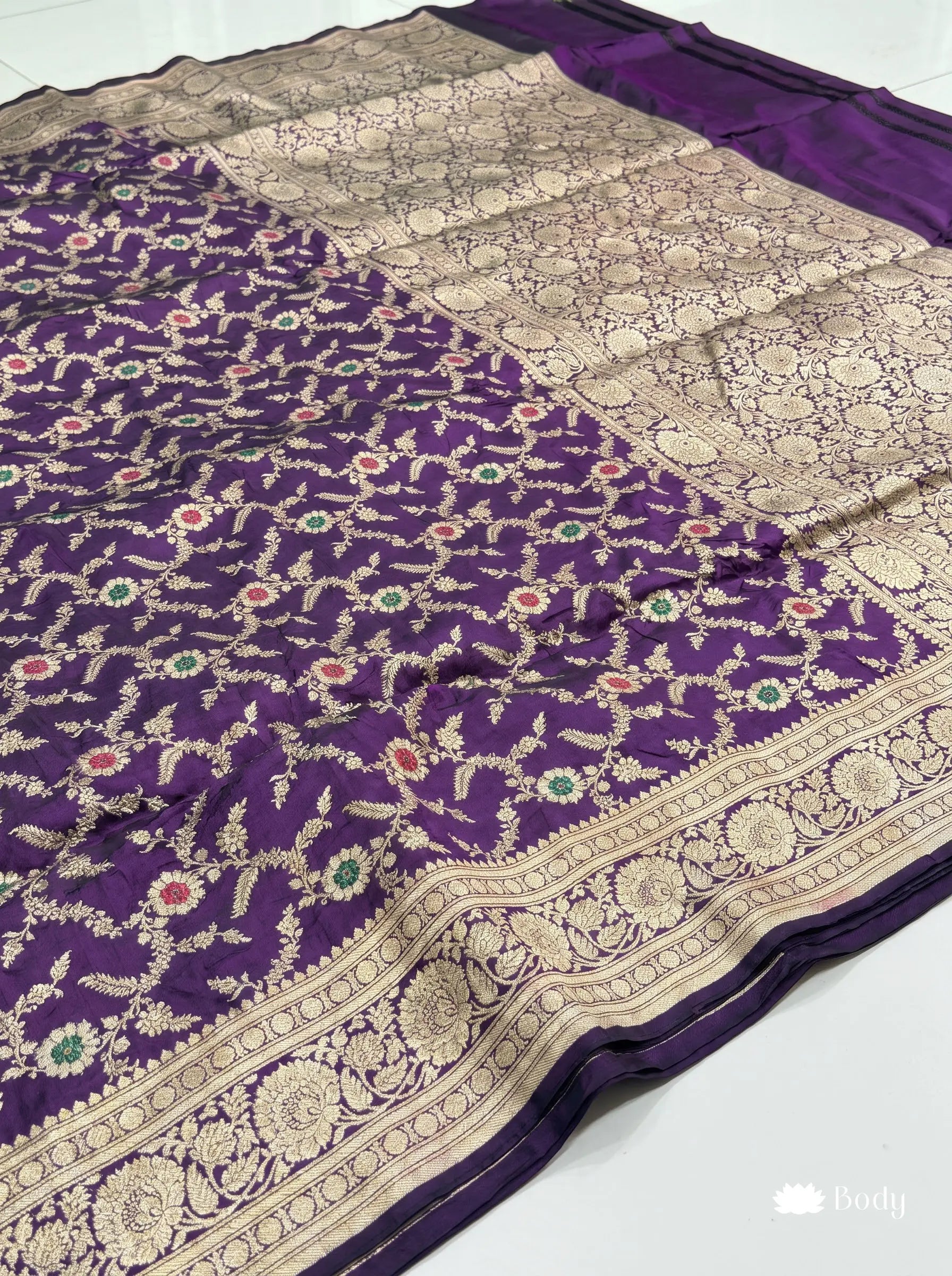 Purple Meenakari Handloom Banarasi Katan Silk Saree