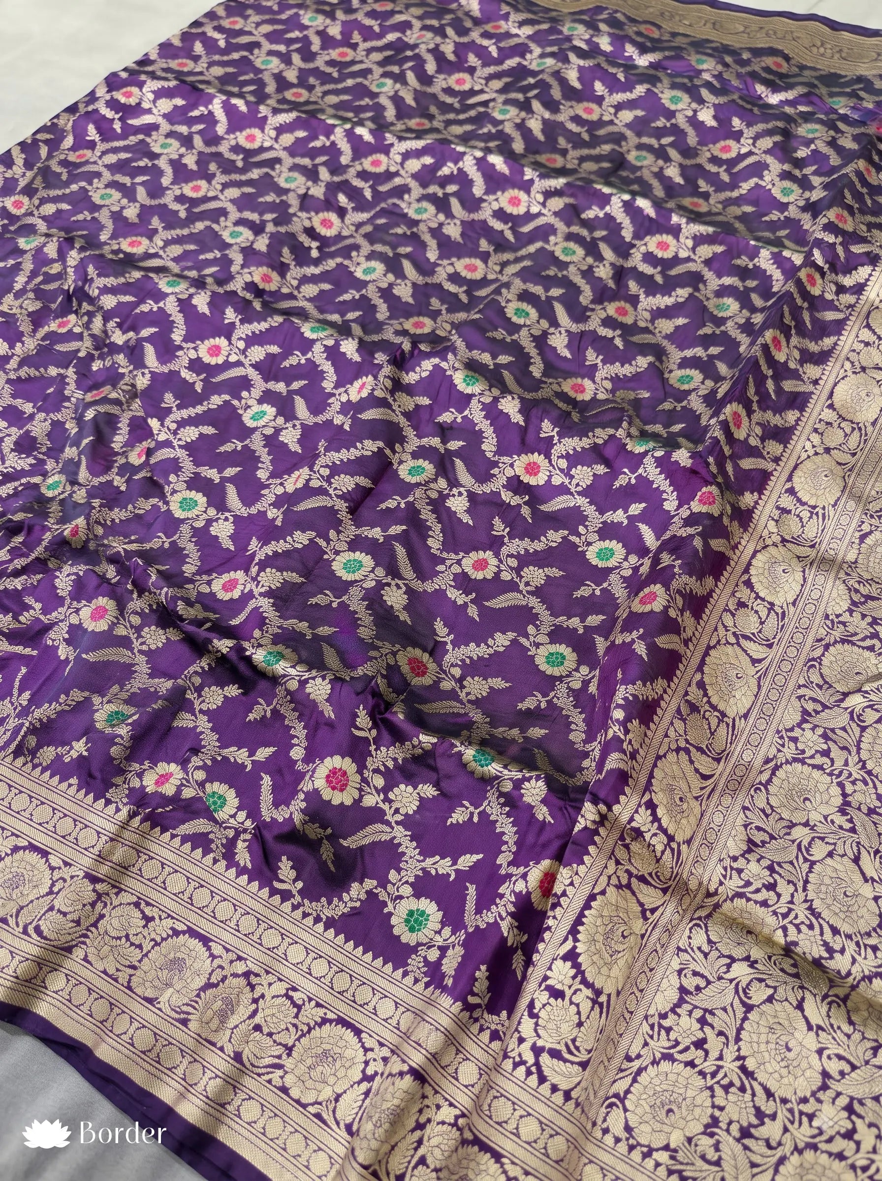 Purple Meenakari Handloom Banarasi Katan Silk Saree