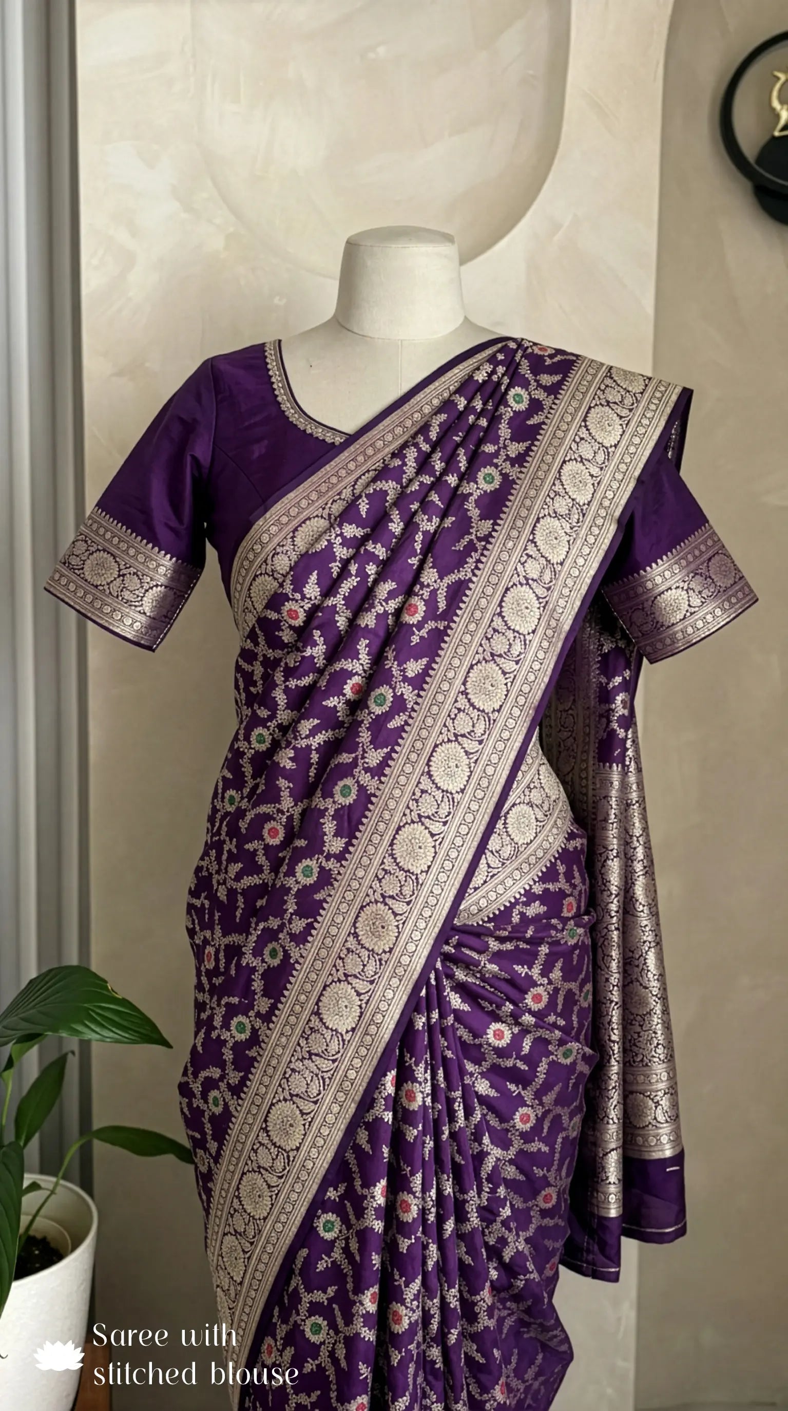 Purple Meenakari Handloom Banarasi Katan Silk Saree