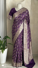 Purple Meenakari Handloom Banarasi Katan Silk Saree