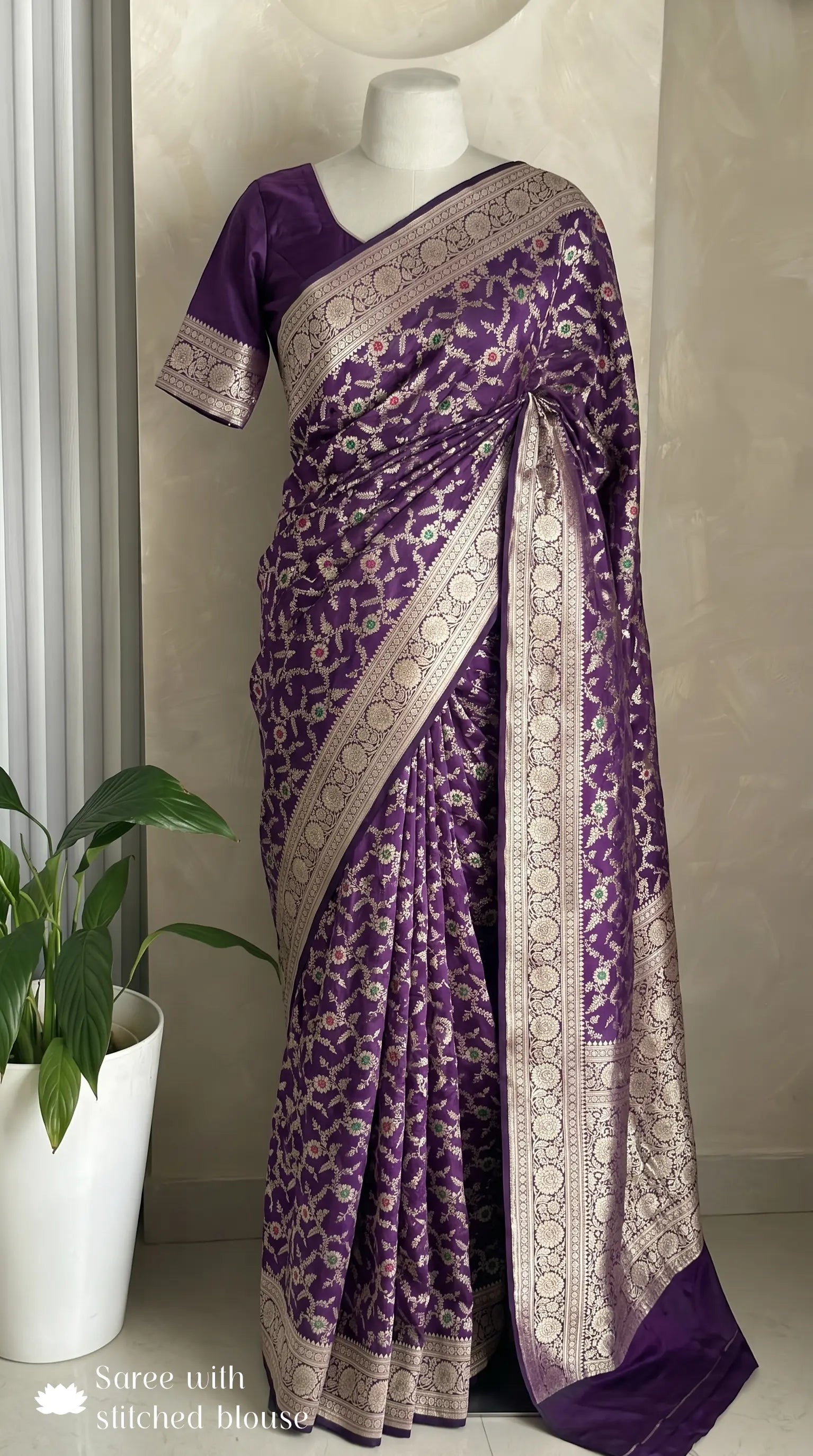 Purple Meenakari Handloom Banarasi Katan Silk Saree