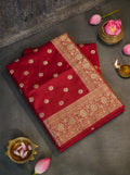 Raw Mango inspired Maroon Bridal Banarasi Silk Saree Brocade Design
