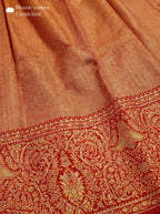 Red Bridal Kanjivaram Tissue Silk Saree with Big Zari Border