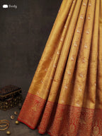 Red Bridal Kanjivaram Tissue Silk Saree with Big Zari Border
