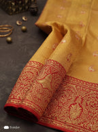 Red Bridal Kanjivaram Tissue Silk Saree with Big Zari Border