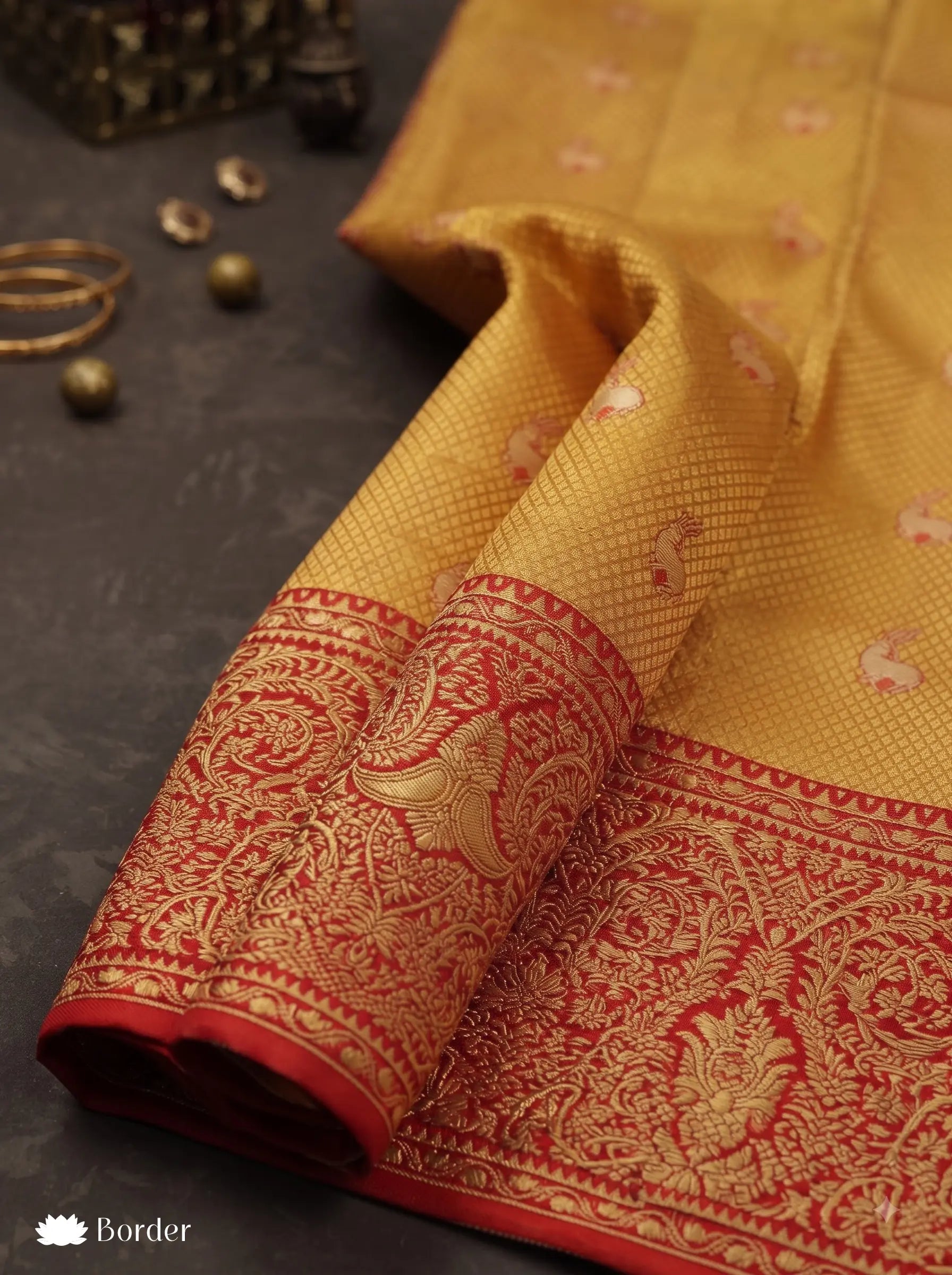 Red Bridal Kanjivaram Tissue Silk Saree with Big Zari Border
