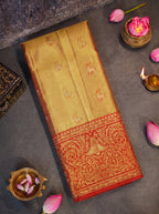 Red Bridal Kanjivaram Tissue Silk Saree with Big Zari Border