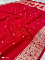 Sabyasachi Red Bridal Banarasi Silk Saree Small Butti Design