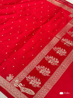 Sabyasachi Red Bridal Banarasi Silk Saree Small Butti Design