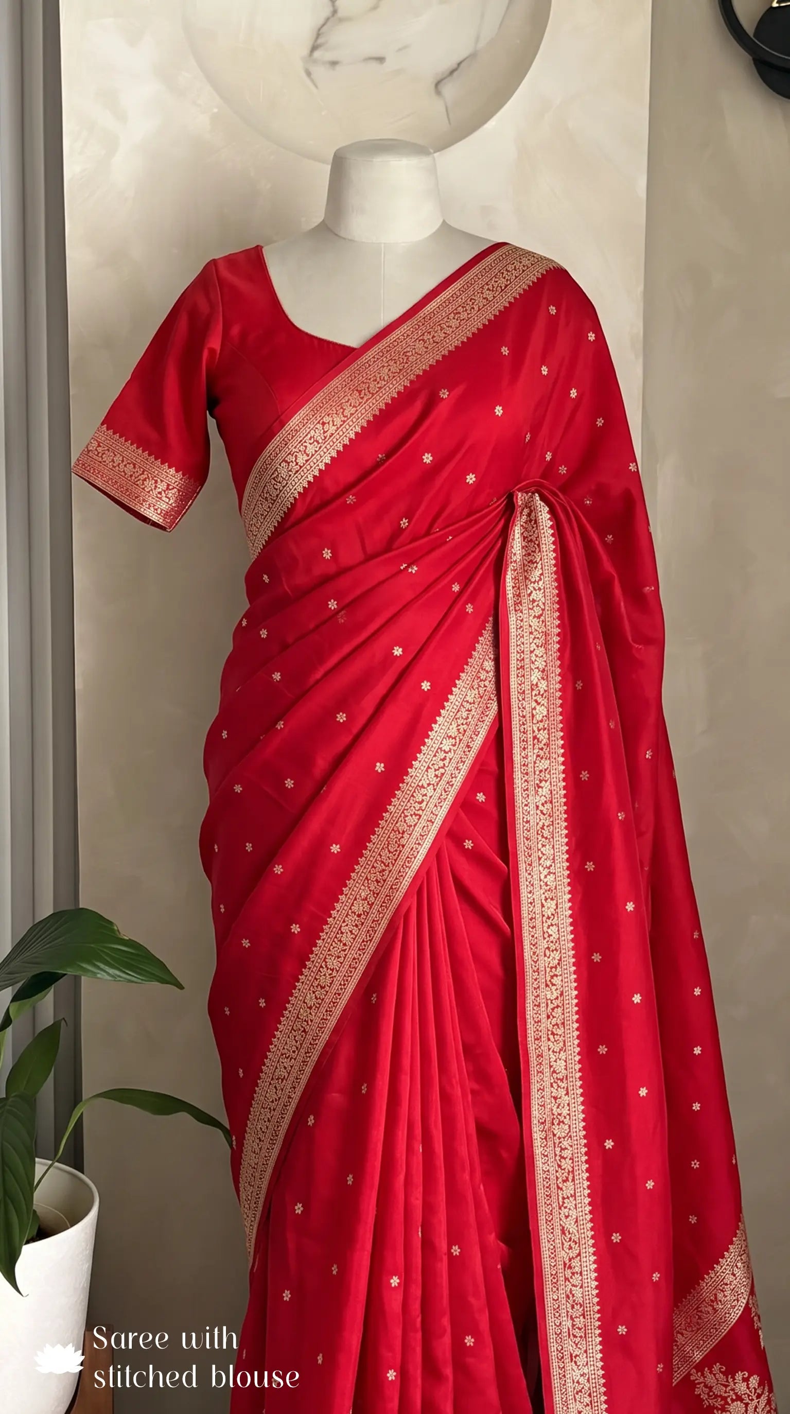 Sabyasachi Red Bridal Banarasi Silk Saree Small Butti Design