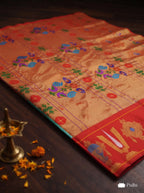 Sea Blue Gadwal Silk Handloom Balaji Shanku Chakra Namam Vratham Saree