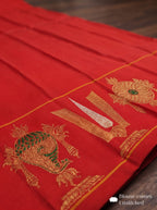 Sea Blue Gadwal Silk Handloom Balaji Shanku Chakra Namam Vratham Saree