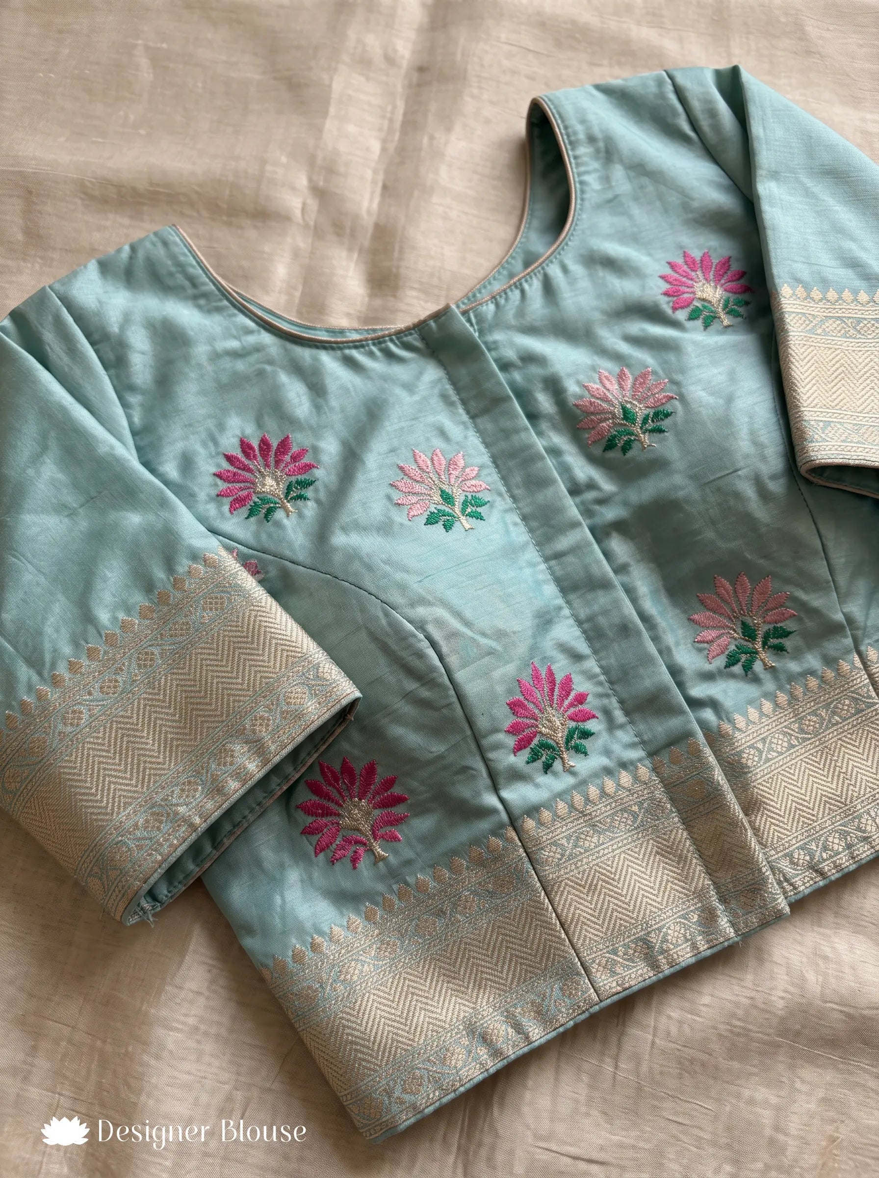 Sea Blue Pastel Tilfi Meenakari art Banarasi Katan Silk Handloom Saree