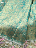 Sea Blue Kanjivaram Tissue Zardosi Embroidered Reception Saree