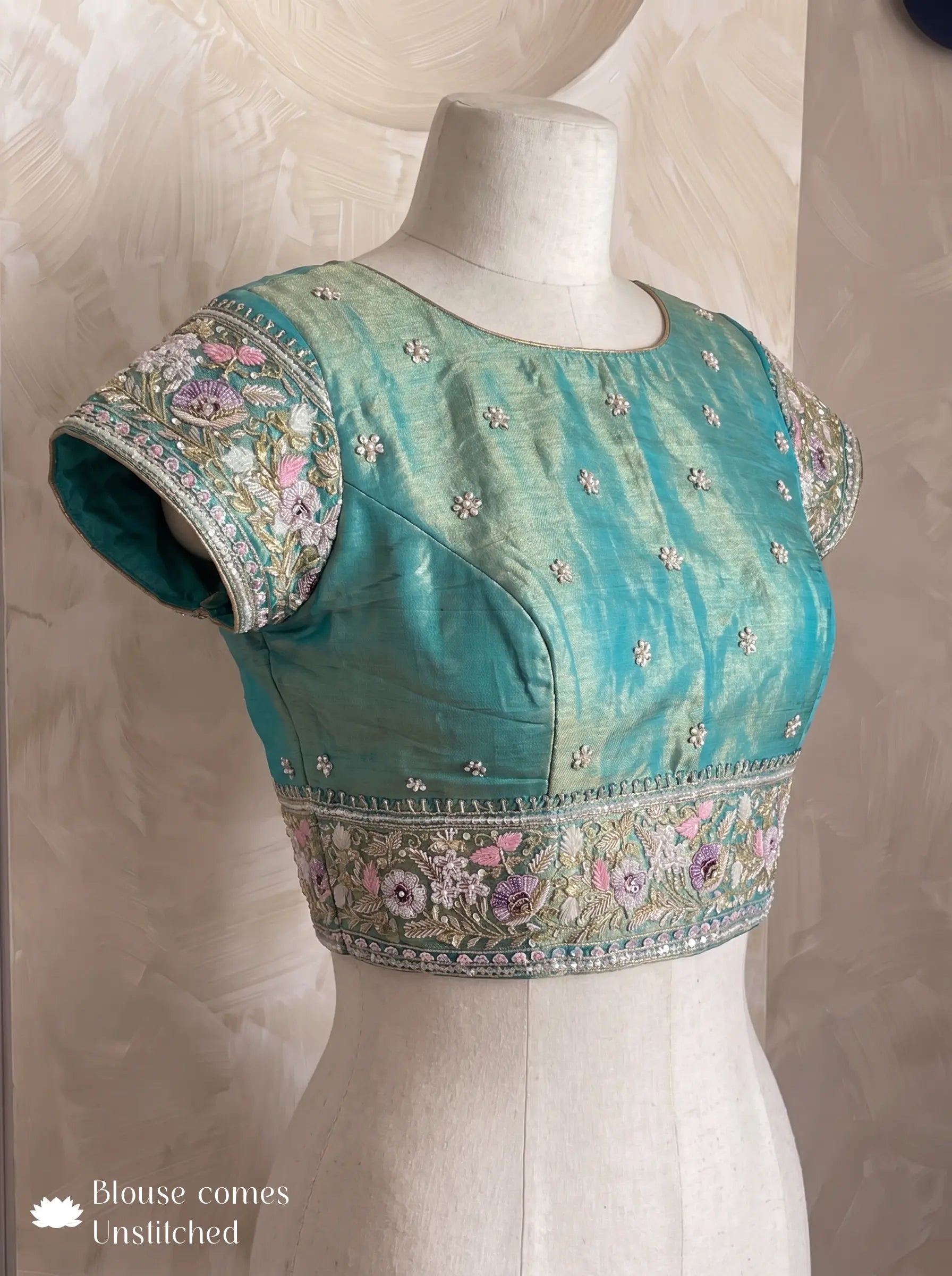 Sea Blue Kanjivaram Tissue Zardosi Embroidered Reception Saree