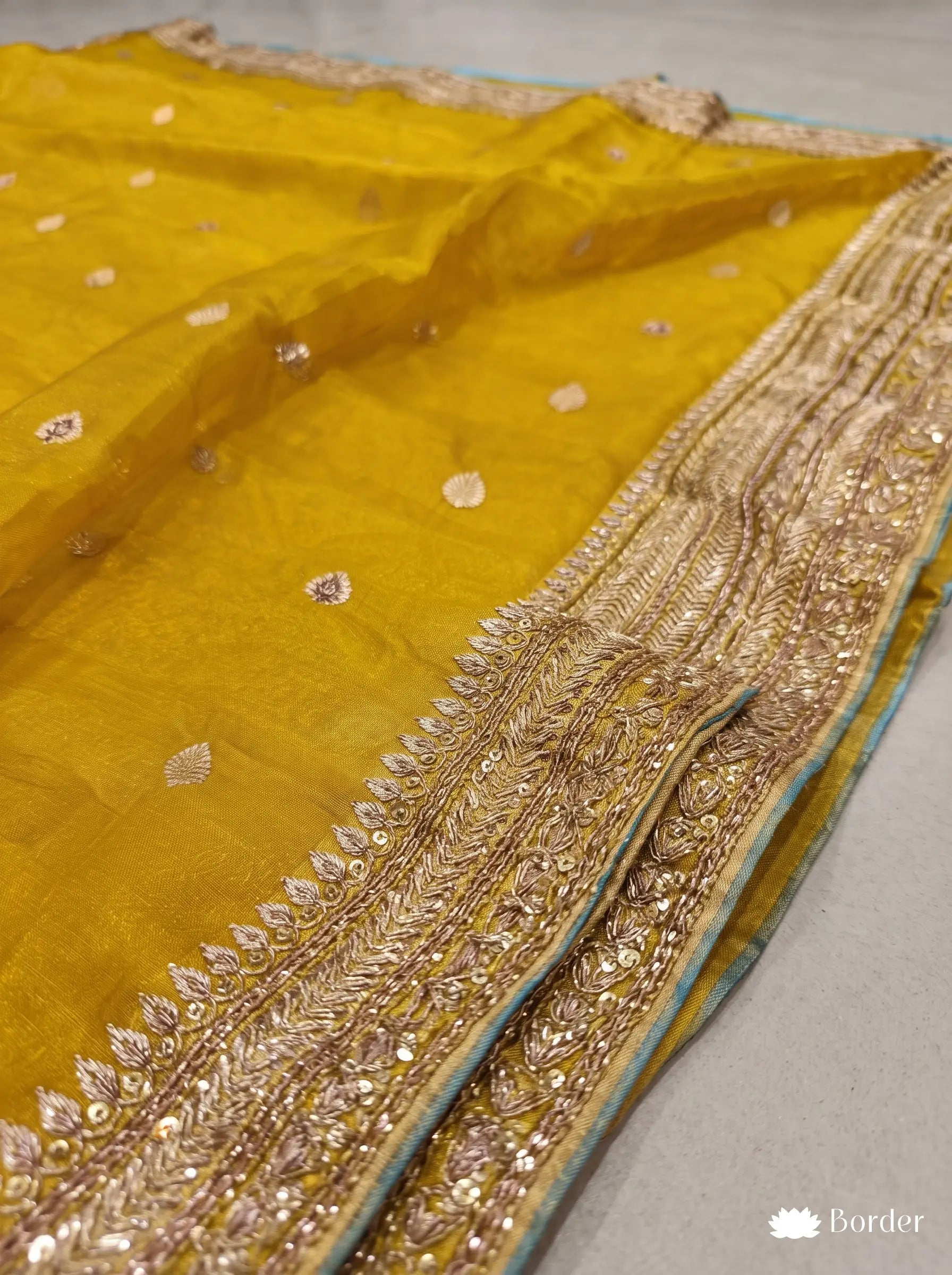 Yellow Pure Banarasi Tissue Saree Kadwa Handloom Zardosi Embroidered